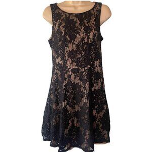Apt 9 Lace Dress Women's 6 Fit Flare Black Floral Lace Lined Sleeveless Coquette
